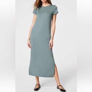 NWT SPANX AirEssentials Side Slit Maxi Dress Womens Large Fennel Green